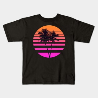 Tropical Palms in Retrowave Kids T-Shirt